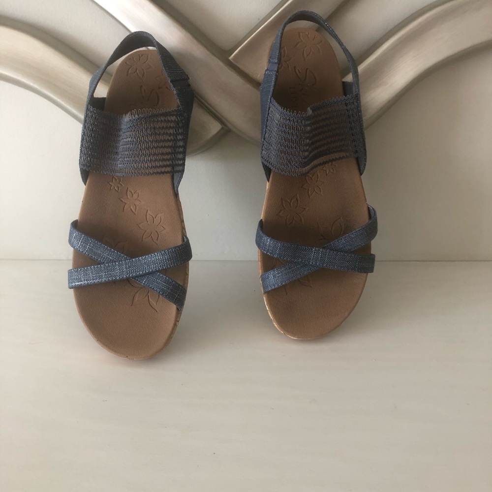 Skechers Denim Blue Cross-Strap Sandals